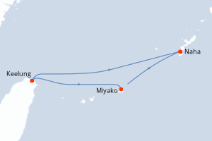 Carte de l'itinéraire de croisière Naha-Naha d'une durée de 4 jours