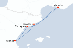 carte itinéraire croisière Méditerranée 4 jours au départ du port de Marseille