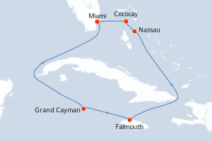 carte itinéraire croisière Caraïbes Bahamas 7 jours au départ du port de Miami