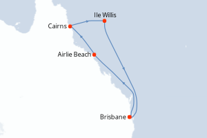 carte itinéraire croisière Australie Nouvelle Zélande 6 jours au départ du port de Brisbane