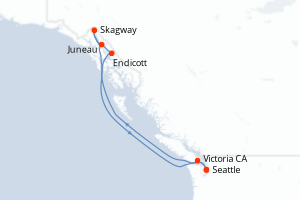 Carte de l'itinéraire de croisière Seattle-Seattle d'une durée de 7 jours