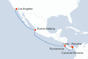 carte itinéraire croisière Amérique du Nord 10 jours au départ du port de Colon - Panama