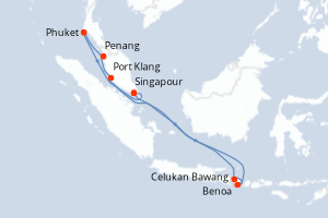 carte itinéraire croisière Asie 11 jours au départ du port de Singapour