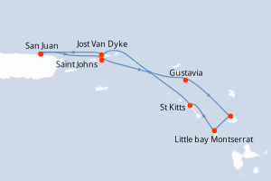 carte itinéraire croisière Caraïbes Bahamas 7 jours au départ du port de San Juan