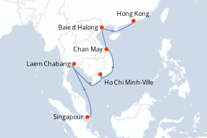 carte itinéraire croisière Asie 14 jours au départ du port de Singapour