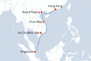 carte itinéraire croisière Asie 14 jours au départ du port de Singapour