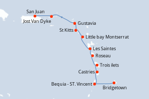 carte itinéraire croisière Caraïbes Bahamas 10 jours au départ du port de Bridgetown