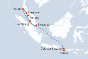 carte itinéraire croisière Asie 12 jours au départ du port de Singapour