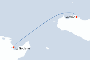 carte itinéraire croisière Sicile 1 jour au départ du port de La Goulette
