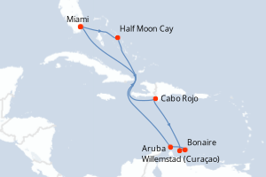 carte itinéraire croisière Caraïbes Bahamas 10 jours au départ du port de Miami