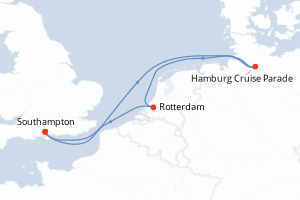 carte itinéraire croisière Europe du Nord 5 jours au départ du port de Southampton