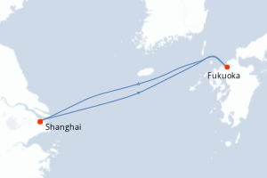 carte itinéraire croisière Asie 4 jours au départ du port de Shanghai