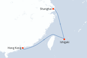 carte itinéraire croisière Asie 4 jours au départ du port de Shanghai