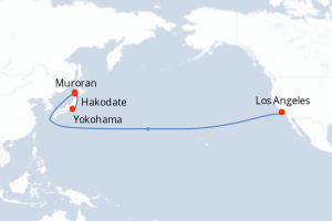 carte itinéraire croisière Asie 16 jours au départ du port de Los Angeles