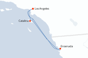 carte itinéraire croisière Amérique du Nord 4 jours au départ du port de Los Angeles
