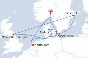 carte itinéraire croisière Europe du Nord 11 jours au départ du port de Amsterdam