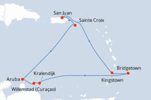carte itinéraire croisière Caraïbes Bahamas 10 jours au départ du port de San Juan