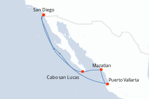 carte itinéraire croisière Amérique du Nord 7 jours au départ du port de San Diego