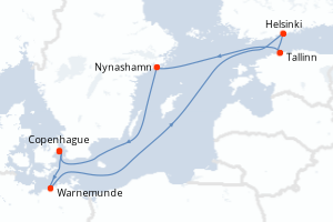 carte itinéraire croisière Europe du Nord 7 jours au départ du port de Copenhague