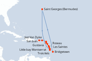 carte itinéraire croisière Caraïbes Bahamas 10 jours au départ du port de San Juan