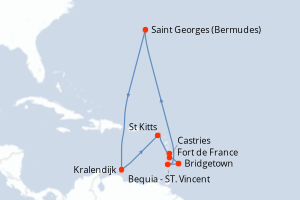 carte itinéraire croisière Caraïbes Bahamas 10 jours au départ du port de Bridgetown
