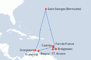 carte itinéraire croisière Caraïbes Bahamas 10 jours au départ du port de Bridgetown