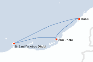 Carte de l'itinéraire de croisière Abu Dhabi-Abu Dhabi d'une durée de 3 jours