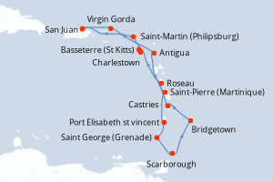 carte itinéraire croisière Caraïbes Bahamas 13 jours au départ du port de San Juan