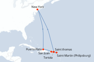 carte itinéraire croisière Amérique du Nord 11 jours au départ du port de New York