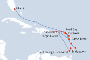 carte itinéraire croisière Caraïbes Bahamas 15 jours au départ du port de San Juan