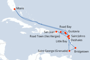 carte itinéraire croisière Caraïbes Bahamas 15 jours au départ du port de San Juan