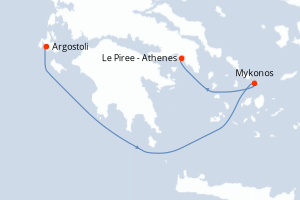 carte itinéraire croisière Méditerranée 3 jours au départ du port de Tarente