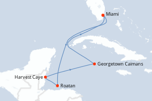 carte itinéraire croisière Caraïbes Bahamas 7 jours au départ du port de Miami