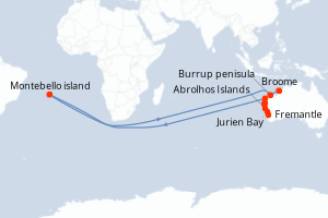carte itinéraire croisière Australie Nouvelle Zélande 10 jours au départ du port de Fremantle