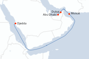 carte itinéraire croisière Moyen-Orient Dubaï 7 jours au départ du port de Djedda