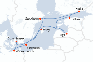 carte itinéraire croisière Europe du Nord 11 jours au départ du port de Warnemunde