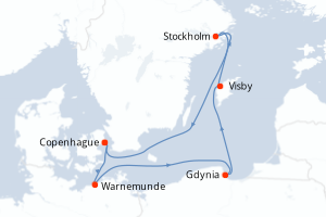carte itinéraire croisière Europe du Nord 7 jours au départ du port de Copenhague