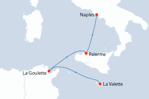 carte itinéraire croisière Sicile 4 jours au départ du port de Tarente