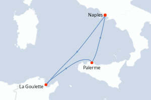 carte itinéraire croisière Sicile 4 jours au départ du port de Naples