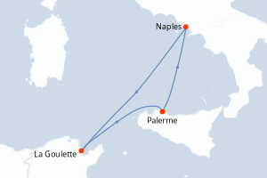 carte itinéraire croisière Sicile 4 jours au départ du port de Palerme