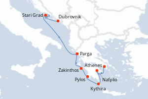 carte itinéraire croisière Adriatique 8 jours au départ du port de Le Piree - Athenes