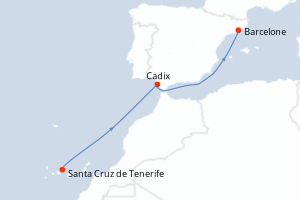 carte itinéraire croisière Méditerranée 4 jours au départ du port de Santa Cruz de Tenerife