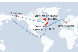 carte itinéraire croisière Amérique du Nord 13 jours au départ du port de Iqaluit