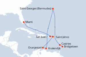 carte itinéraire croisière Caraïbes Bahamas 12 jours au départ du port de Miami