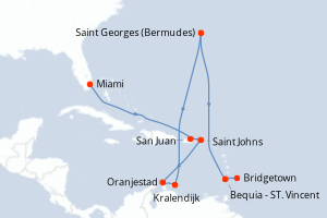 carte itinéraire croisière Caraïbes Bahamas 12 jours au départ du port de Miami