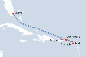 carte itinéraire croisière Caraïbes Bahamas 10 jours au départ du port de Miami