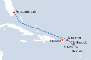 carte itinéraire croisière Caraïbes Bahamas 11 jours au départ du port de Fort Lauderdale