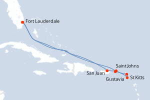 carte itinéraire croisière Caraïbes Bahamas 10 jours au départ du port de Fort Lauderdale
