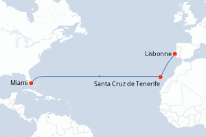 carte itinéraire croisière Caraïbes Bahamas 13 jours au départ du port de Lisbonne