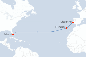 carte itinéraire croisière Caraïbes Bahamas 12 jours au départ du port de Lisbonne
